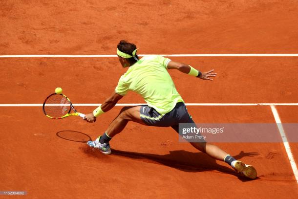 Nadal in action on Court Philippe Chatrier today (Getty Images/Adam Pretty)