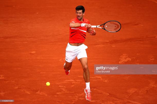 Djokovic in action on Court Suzanne Lenglen (Getty Images/Clive Brunskill)