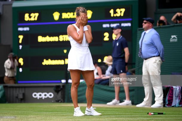 Strycova celebrates winning her first Grand Slam semifinal (Getty Images/