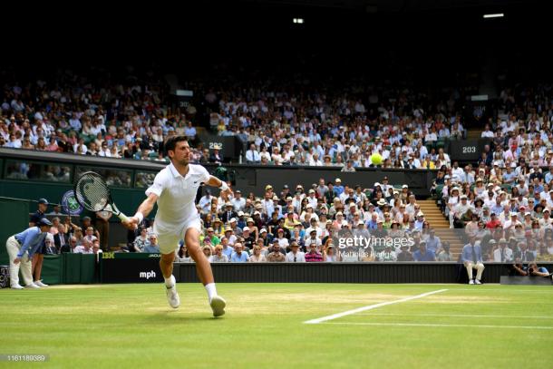 Djokovic was in full flight at times on Centre Court today (Getty Images/Matthias Hangst)