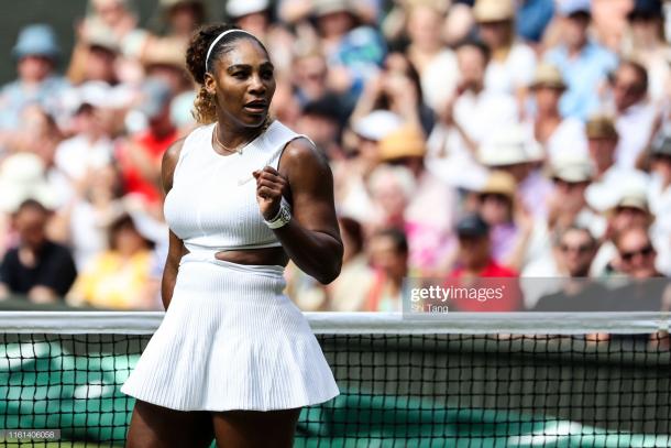 Serena Williams during her dominant semifinal win versus Barbora Strycova (Getty Images/Shi Teng)