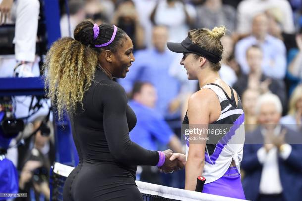 Serena Williams and Elina Svitolina had a nice moment at the net after the match | Photo: Kyodo News via Getty Images