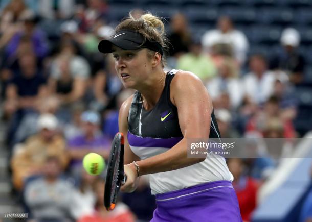 Svitolina hits a backhand during her second round victory/Photo: Matthew Stockman/Getty Images