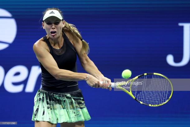 Caroline Wozniacki in action at the US Open | Photo: Mike Stobe/Getty Images