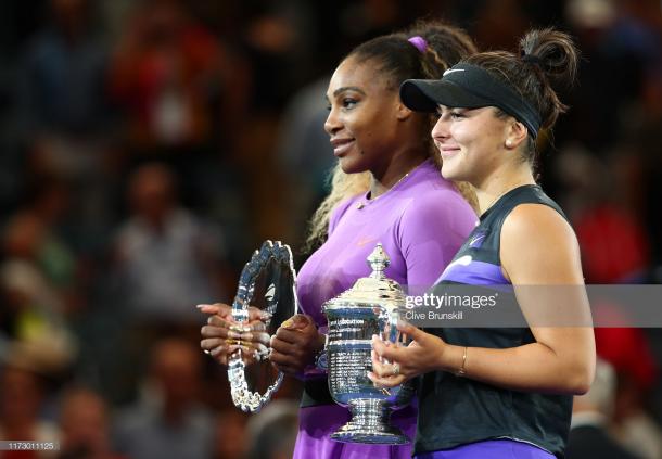 Andreescu and Williams pose alongside their respective trophies | Photo: Clive Brunskill/Getty Images