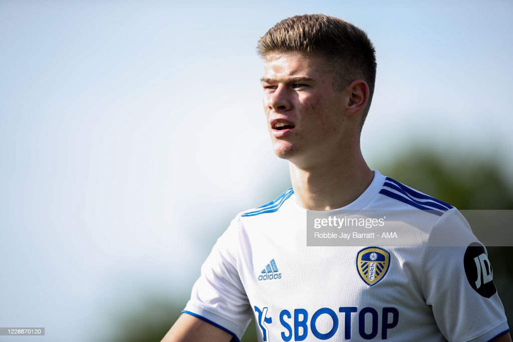 LEEDS, ENGLAND - SEPTEMBER 18: Charlie Cresswell of <strong><a  data-cke-saved-href='https://www.vavel.com/en/football/2023/03/18/premier-league/1141126-four-things-we-learnt-from-leeds-win-at-molineux.html' href='https://www.vavel.com/en/football/2023/03/18/premier-league/1141126-four-things-we-learnt-from-leeds-win-at-molineux.html'>Leeds United</a></strong> U23 celebrates after scoring a goal to make it 1-0 during the <strong><a  data-cke-saved-href='https://www.vavel.com/en/football/2023/03/19/premier-league/1141206-four-things-we-learnt-from-arsenals-dominant-win-against-crystal-palace.html' href='https://www.vavel.com/en/football/2023/03/19/premier-league/1141206-four-things-we-learnt-from-arsenals-dominant-win-against-crystal-palace.html'>Premier League</a></strong> 2 match between <strong><a  data-cke-saved-href='https://www.vavel.com/en/football/2023/03/18/premier-league/1141126-four-things-we-learnt-from-leeds-win-at-molineux.html' href='https://www.vavel.com/en/football/2023/03/18/premier-league/1141126-four-things-we-learnt-from-leeds-win-at-molineux.html'>Leeds United</a></strong> U23 and Wolverhampton Wanderers U23 at <strong><a  data-cke-saved-href='https://www.vavel.com/en/football/2023/03/18/premier-league/1141084-leeds-united-fans-and-players-must-quickly-adapt-to-a-new-calmer-way-of-doing-things.html' href='https://www.vavel.com/en/football/2023/03/18/premier-league/1141084-leeds-united-fans-and-players-must-quickly-adapt-to-a-new-calmer-way-of-doing-things.html'>Leeds United</a></strong> Academy on September 18, 2020 in Leeds, United Kingdom. (Photo by Robbie Jay Barratt - AMA/Getty Images)