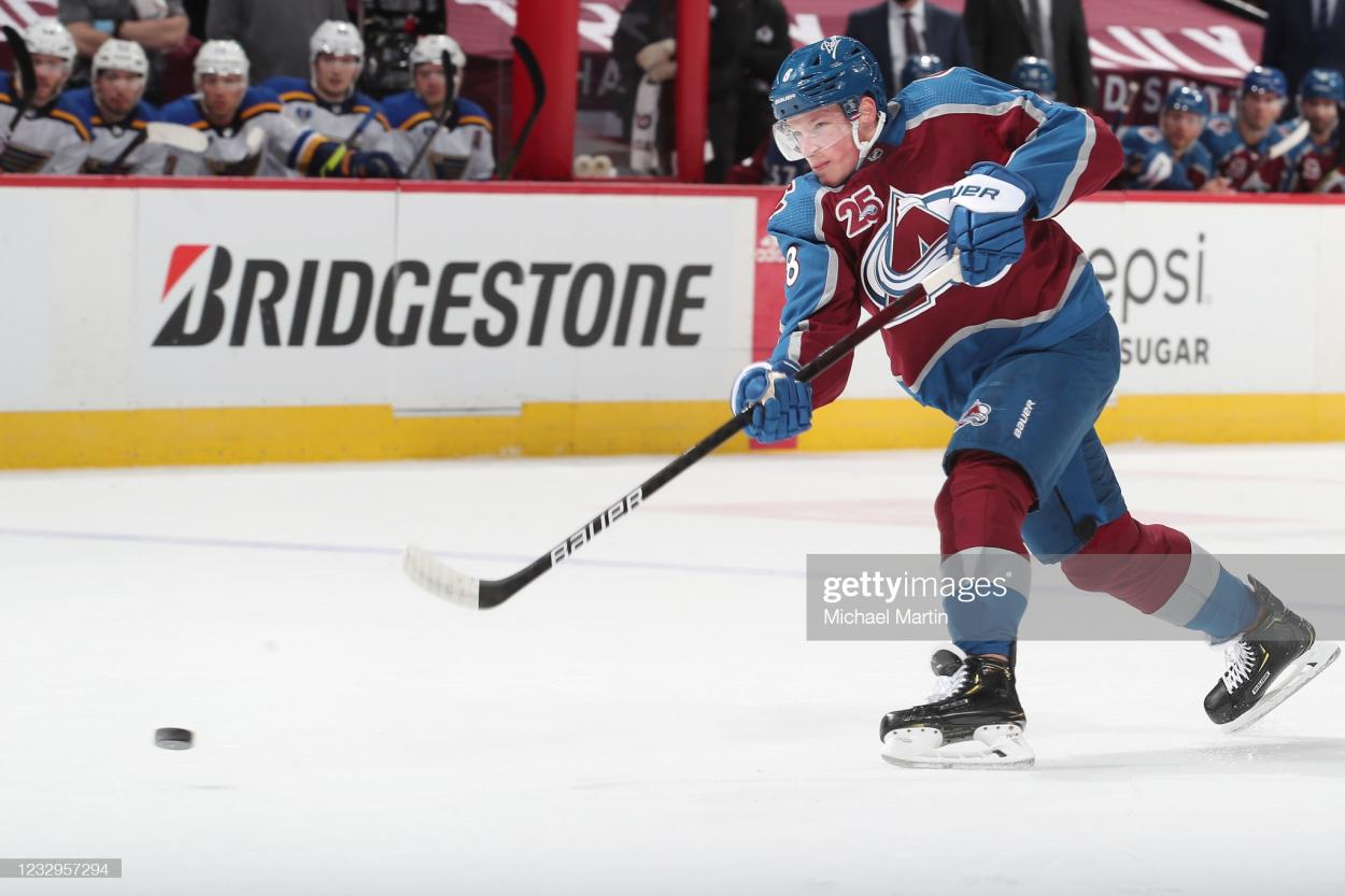 Cale Makar shoots during Game 1/Photo: 