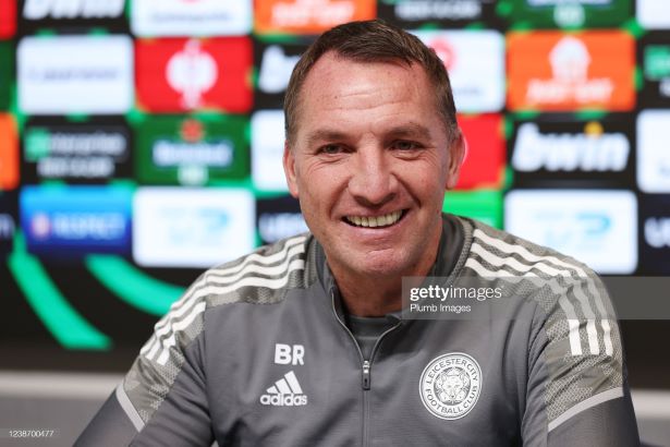 LEICESTER, ENGLAND - FEBRUARY 23: Leicester City Manager Brendan Rodgers during the Leicester City press conference at Leicester City Training Ground, Seagrave on February 23, 2022 in Leicester, United Kingdom. (Photo by Plumb Images/Leicester City FC via Getty Images)