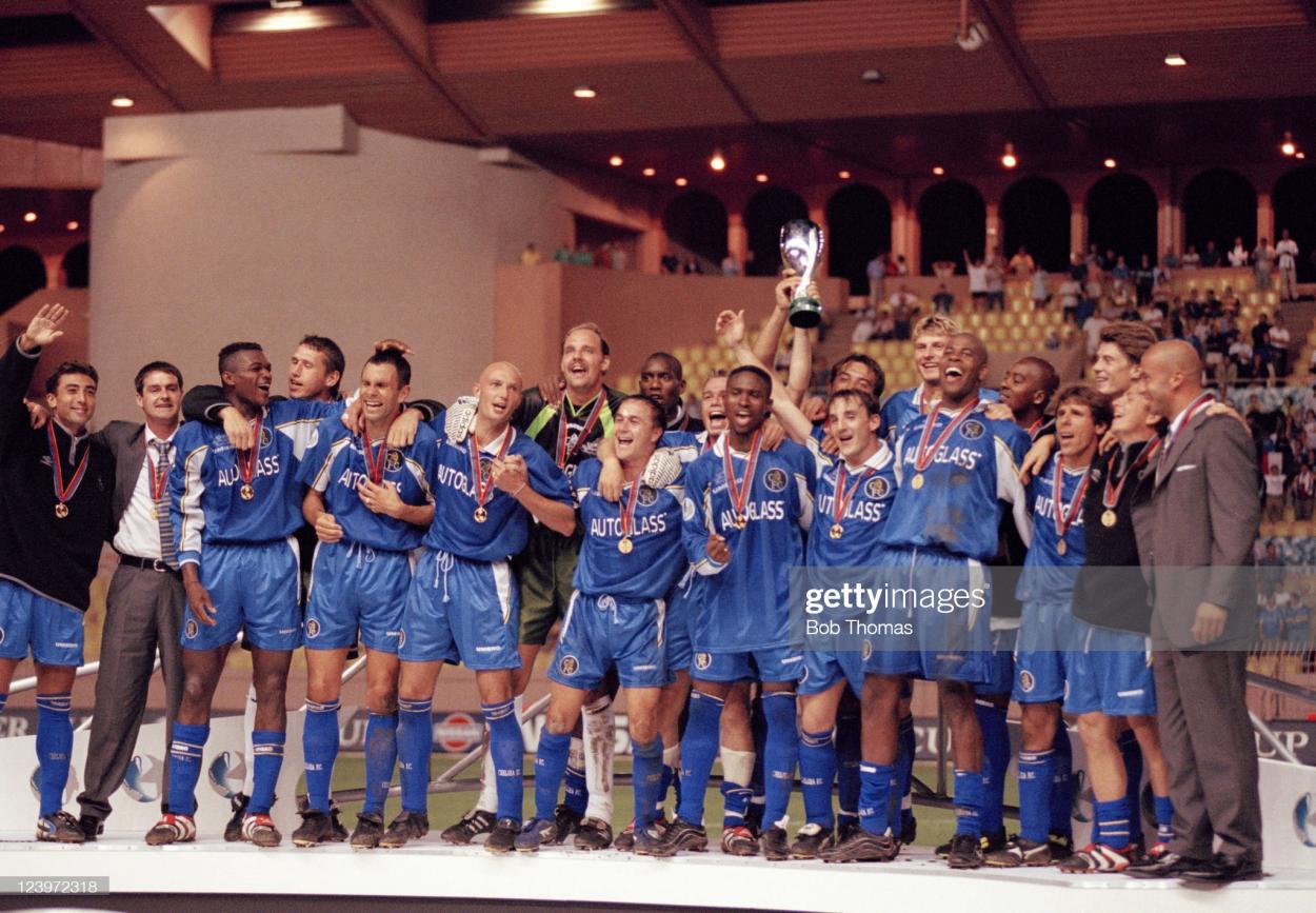 Chelsea lifting the trophy
