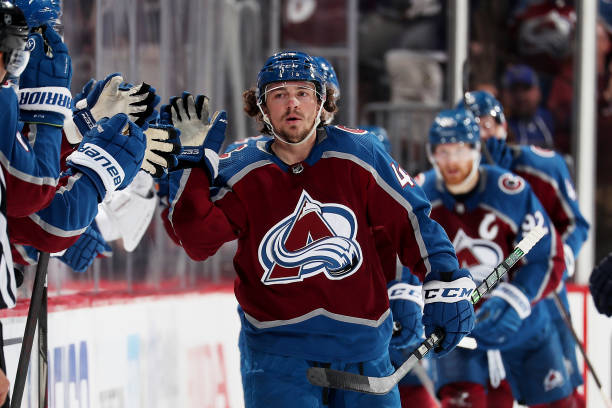 Valeri Nicushkin is congratulated by teammates after scoring in Game 1/Photo: Matthew Stockman/Getty Images