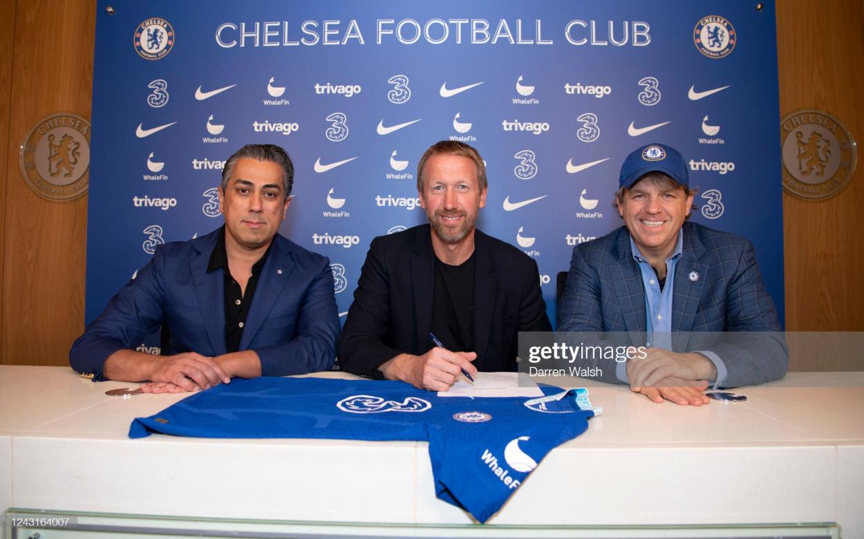 <strong><a  data-cke-saved-href='https://www.vavel.com/en/football/2023/03/10/chelsea-fc/1140155-mason-mount-contract-situation-is-complicated-says-graham-potter.html' href='https://www.vavel.com/en/football/2023/03/10/chelsea-fc/1140155-mason-mount-contract-situation-is-complicated-says-graham-potter.html'>Graham Potter</a></strong> was lauded by Chelsea's hierarchy when he first arrived (Photo by Darren Walsh/Chelsea FC via Getty Images)