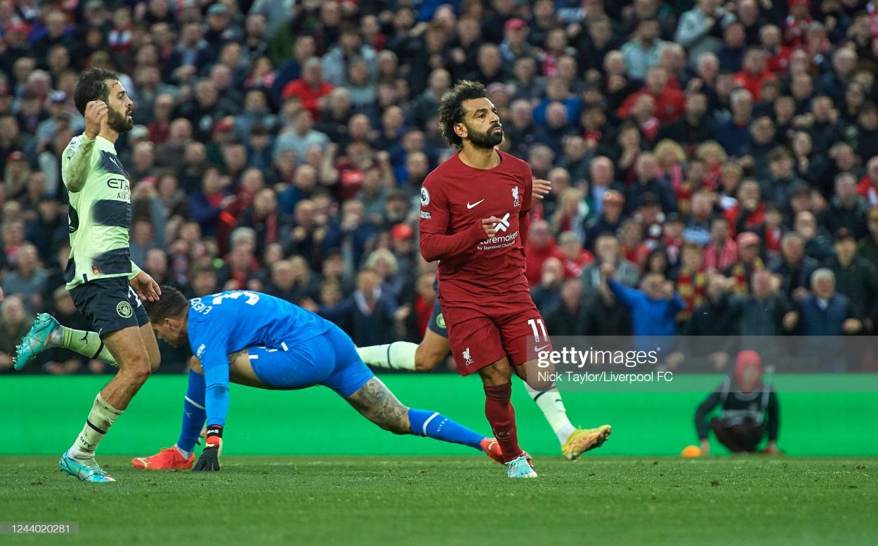 Mo Salah celebrates scoring against Manchester City in the reverse fixture (Photo: Nick Taylor/Liverpool FC via GETTY Images)