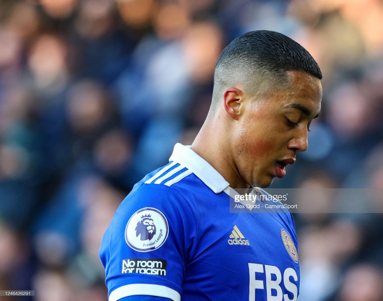 LEICESTER, ENGLAND - JANUARY 21: Leicester City's Youri Tielemans in action during the Premier League match between Leicester City and Brighton & Hove Albion at The King Power Stadium on January 21, 2023 in Leicester, United Kingdom. (Photo by Alex Dodd - CameraSport via Getty Images)