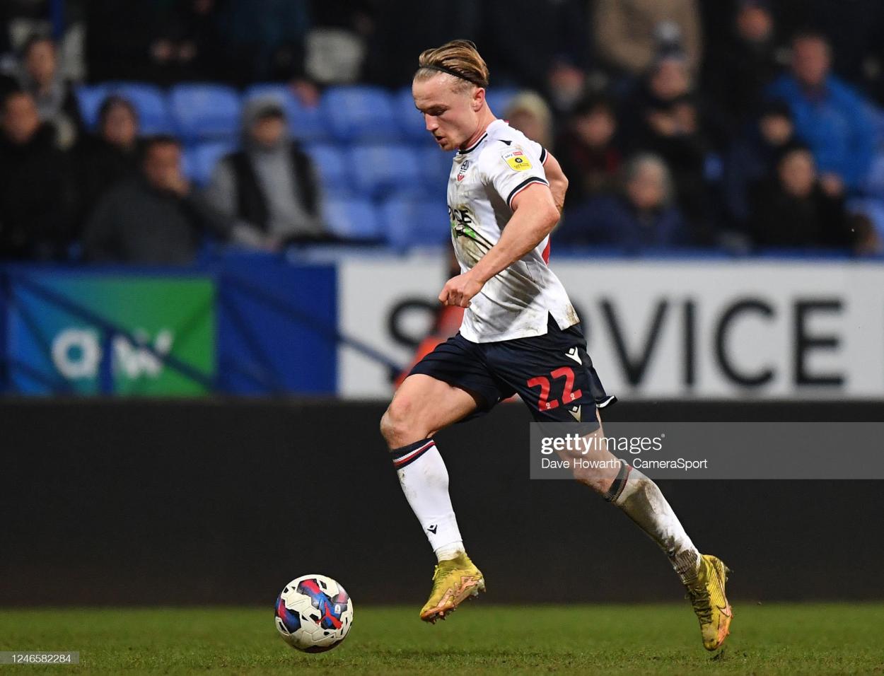 Bolton Wanderers' Kyle Dempsey during the Sky Bet League One between Bolton Wanderers and Forest Green at University of Bolton Stadium on January 24, 2023 in Bolton, United Kingdom. (Photo by Dave Howarth - CameraSport via Getty Images)