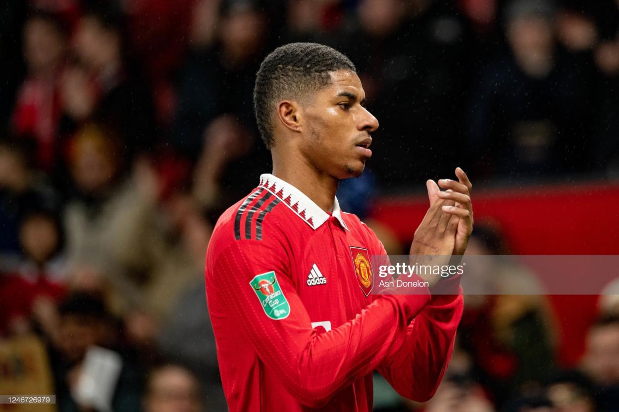 <strong><a  data-cke-saved-href='https://www.vavel.com/en/football/2023/01/22/premier-league/1135490-rashfords-goal-yet-more-evidence-of-player-brimming-with-self-belief.html' href='https://www.vavel.com/en/football/2023/01/22/premier-league/1135490-rashfords-goal-yet-more-evidence-of-player-brimming-with-self-belief.html'>Marcus Rashford</a></strong> has shone for United this season. (Getty Images, Ash Donelon/Manchester United)