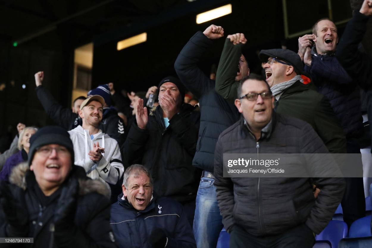 Southend fans celebrate Jack Bridge's opener (Photo by Jacques Feeney/Offside/Offside via Getty Images)