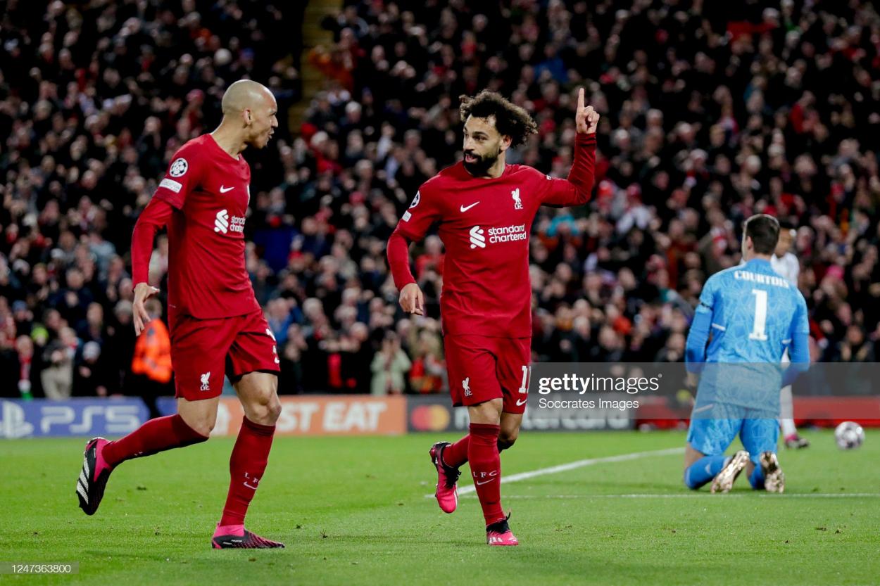 Mohamed Salah celebrates after scoring Liverpool's second (Photo: David S.Bustamante/Soccrates Images via GETTY Images)
