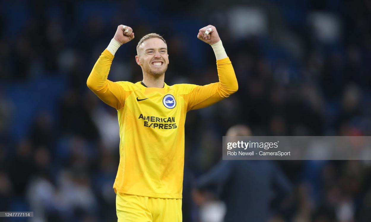 Brighton & Hove Albion's Jason Steele at the end of the match during the Premier League match between Brighton & Hove Albion and West Ham United at American Express Community Stadium on March 4, 2023 in Brighton, United Kingdom. (Photo by Rob Newell - CameraSport via Getty Images)