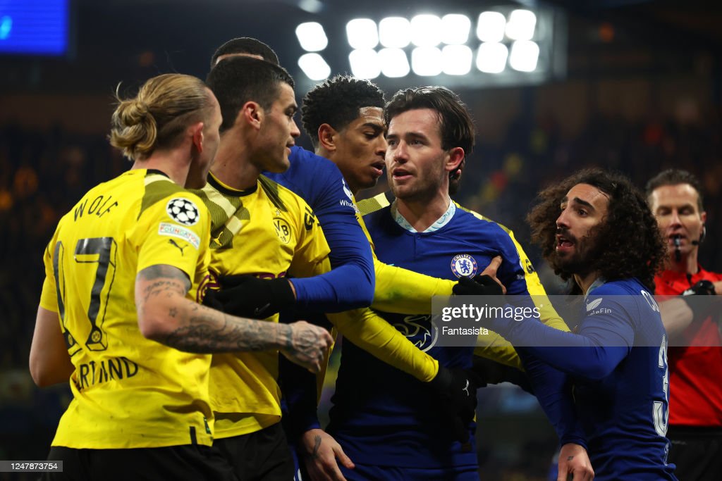 Ben Chilwell comes to blows with Dortmund's Wold | Creator: Fantasista  |  Credit: Getty Images Copyright: 2023 Fantasista