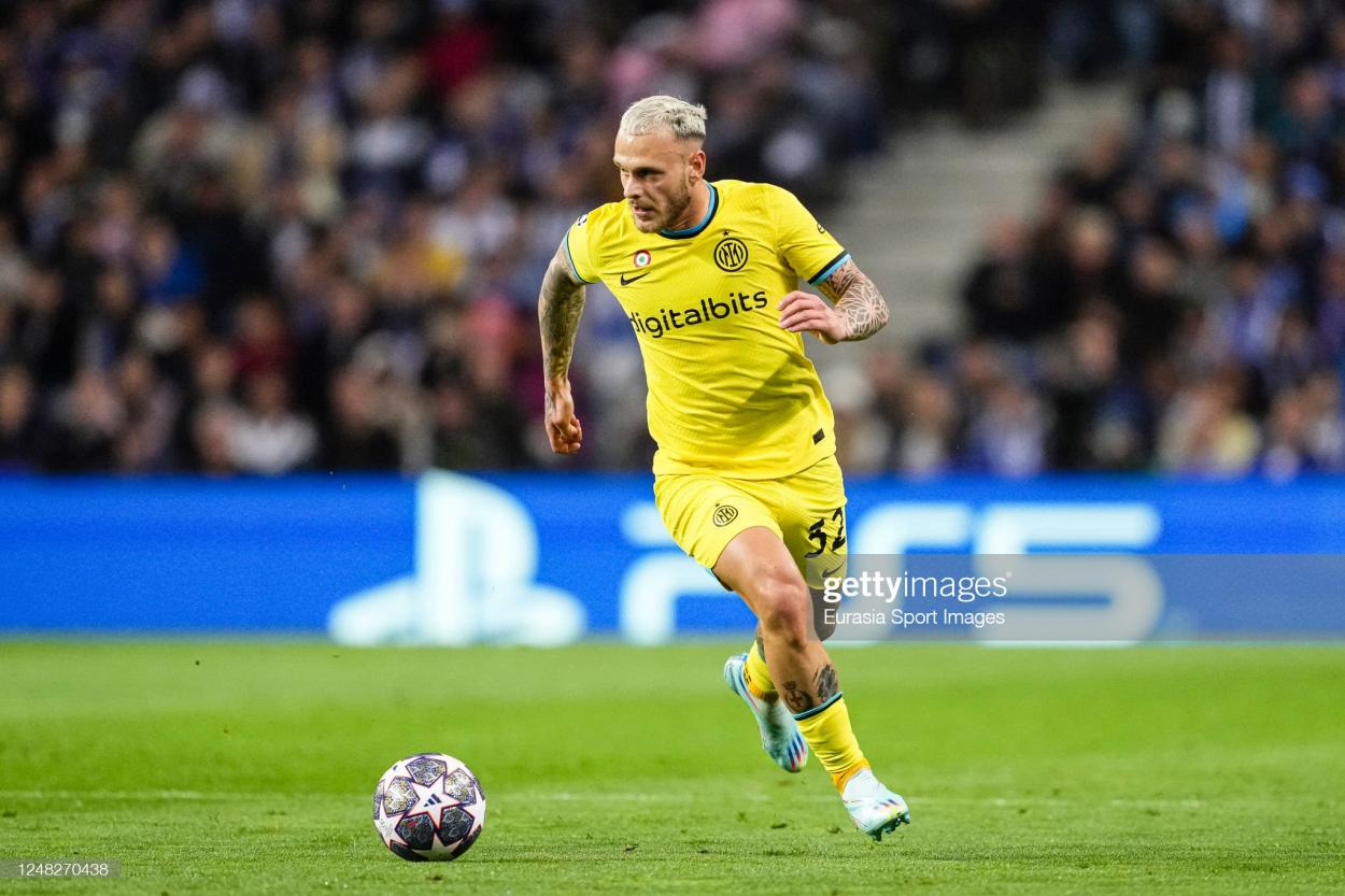 Federico Dimarco of Inter Milan during his side's 0-0 Champions League round of 16 second-leg draw with FC Porto (Photo by Pedro Loureiro/Eurasia Sport Images/Getty Images)