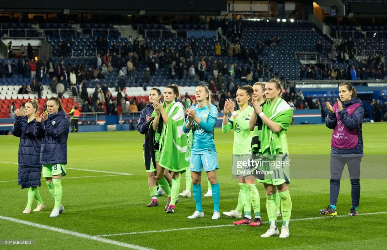 Wolfsburg secured a 1-0 lead in the first leg at the Parc des Princes (Photo by Tnani Badreddine/DeFodi Images via Getty Images)