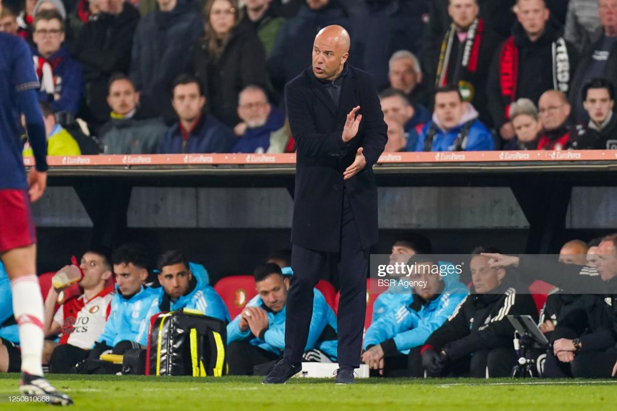 Headcoach Arne Slot of Feyenoord during the TOTO KNVB Cup - Semi-Final match between Feyenoord and Ajax at Stadion Feyenoord on April 5, 2023 in Rotterdam, Netherlands (Photo by Joris Verwijst/BSR Agency/Getty Images)