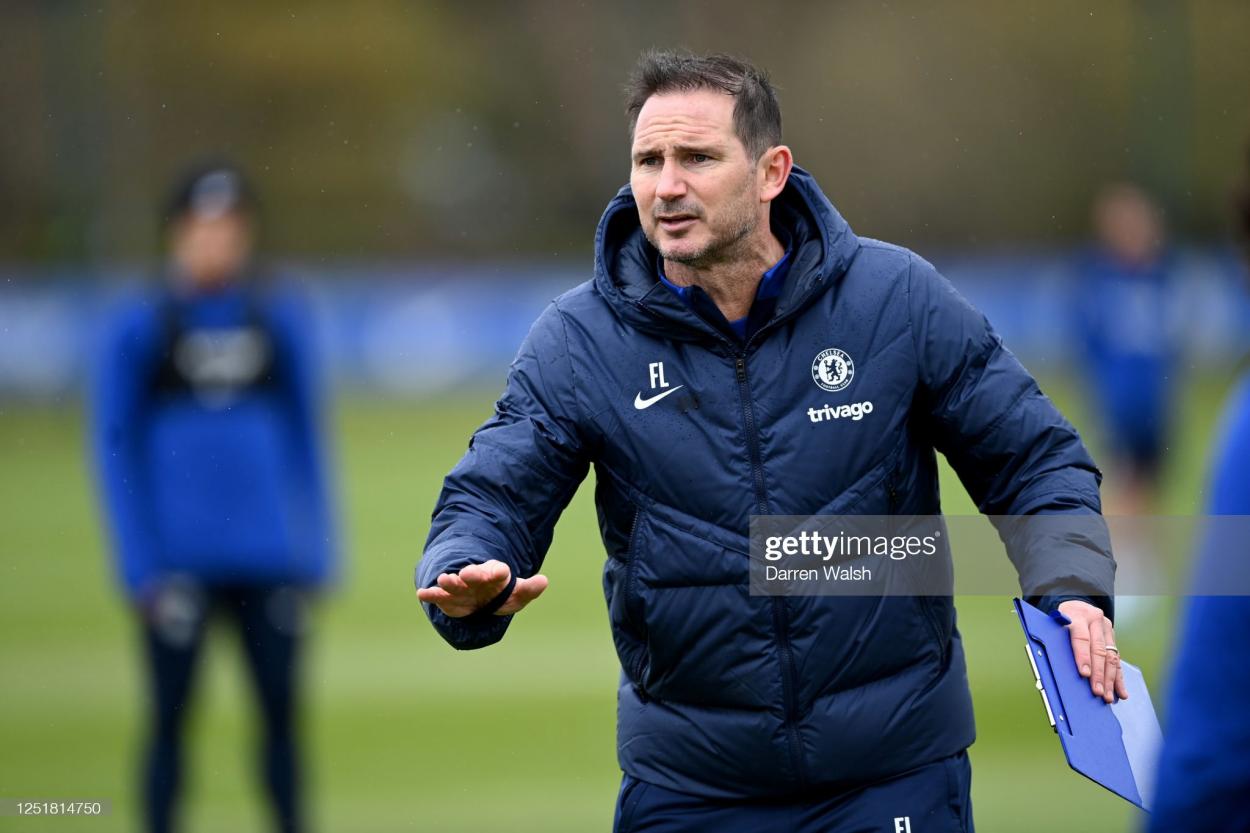 Frank Lampard taking a training session at Cobham (Photo by Darren Walsh/Chelsea FC via Getty Images)