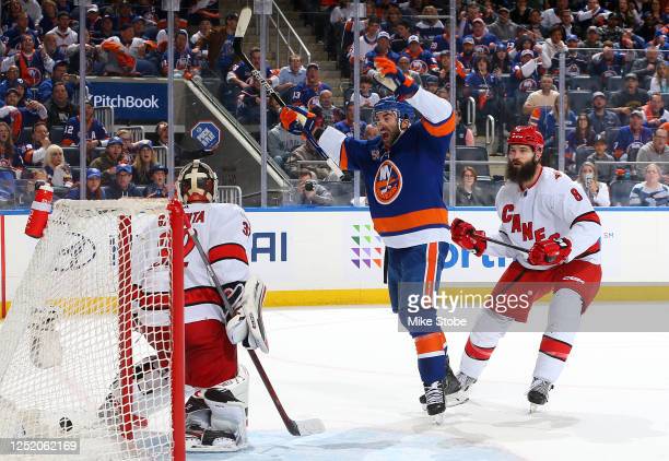 Kyle Palmieri scores the eventual game-winning goal for the Islanders in Game 3/Photo: Mike Stobe/NHLI via Getty Images