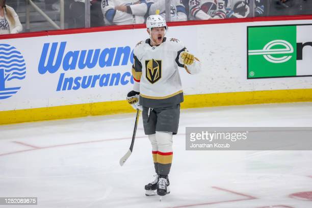 Jack Eichel celebrates after his goal put Vegas in front 2-0/Photo: Jonathan Kozub/NHLI via Getty Images