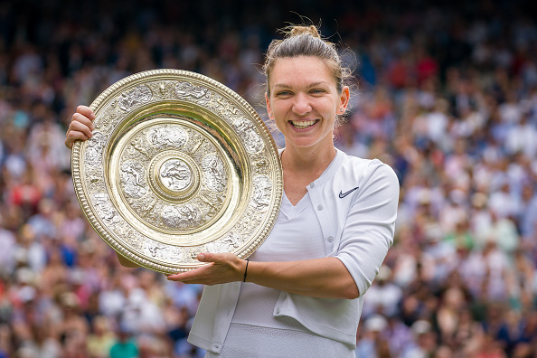 Simona Halep with her Venus Rosewater Dish after winning Wimbledon in 2019 (Andy Cheung/Getty Images)