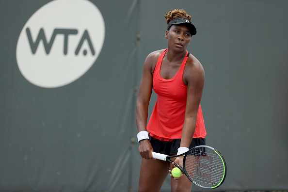 Venus Williams in action against Serena today (Image: Dylan Buell)