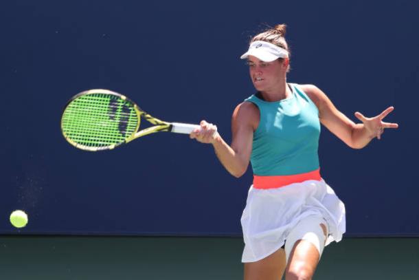 Brady hits a forehand during her fourth-round victory/Photo: Al Bello/Getty Images 