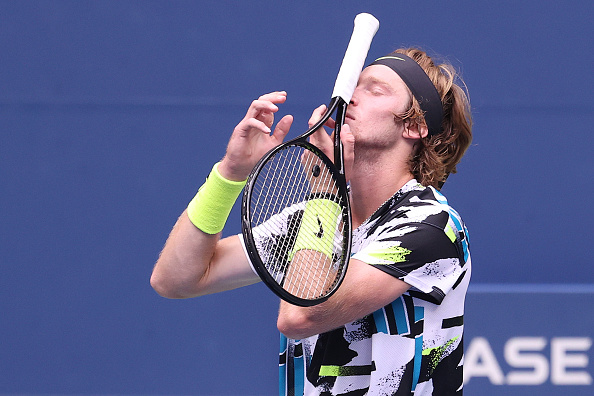Rublev's frustration was evident at the end of the first set (Image: Al Bello)