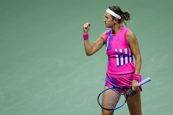 Azarenka celebrates a winner in her semifinal clash against Serena Williams (Image: Matthew Stockman)