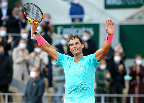 Nadal celebrates his semifinal win over Diego Schwartzman (Image: John Berry)