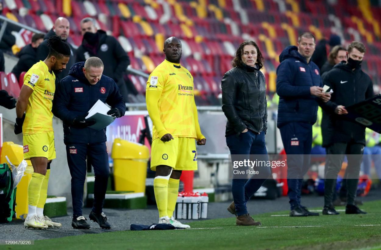 Ainsworth on the touchline as his former Wycombe side lost 7-2 at Brentford in 2021 (Photo by Clive Rose/Getty Images)