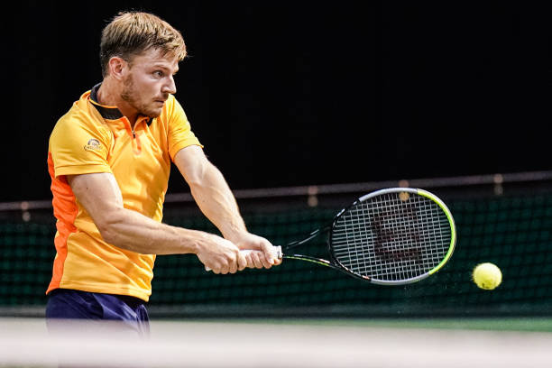 Goffin plays a backhand in his first-round victory/Photo: Henk Seppen/BSR Agency/Getty Images