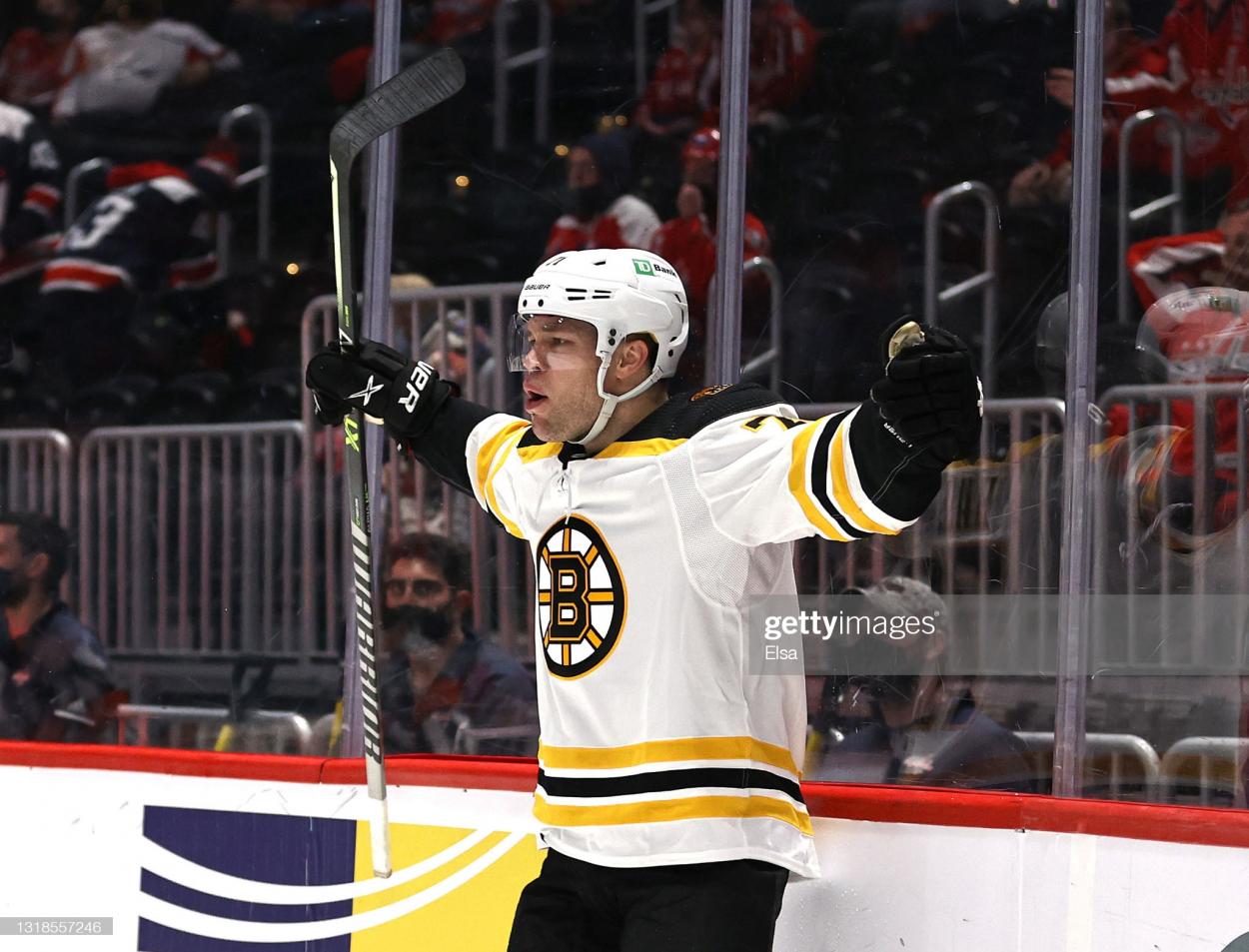 Taylor Hall celebrates after his third-period goal sent Game 2 into overtime/Photo: Elsa/Getty Images