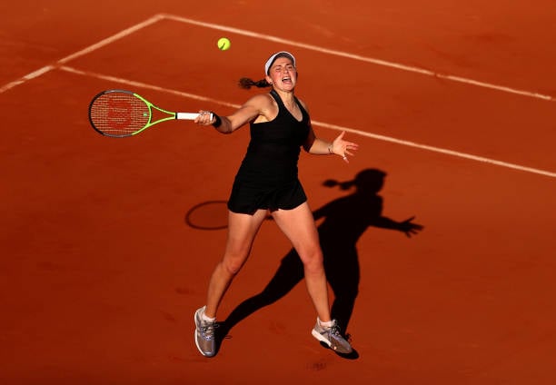 Ostapenko gets ready to hit a forehand during her first-round match/Photo: Julian Finney/Getty Images