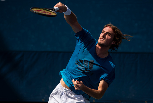 Tsitsipas practicing at the US Open (TPN/Getty Images)