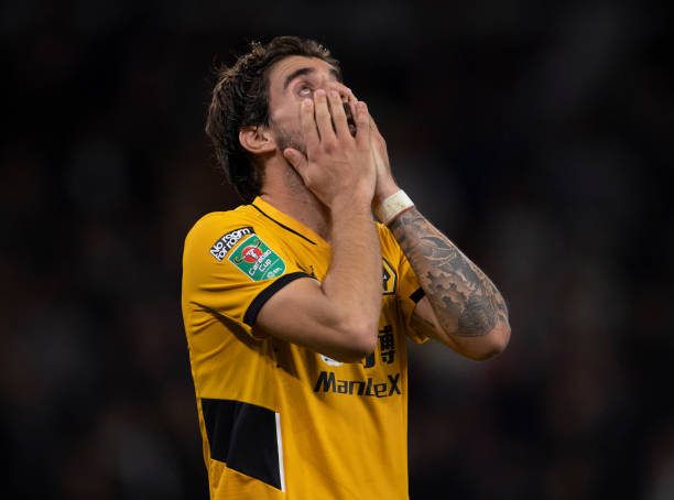 Rúben Neves tras fallar un penalti frente al Tottenham / Fuente: Getty Images