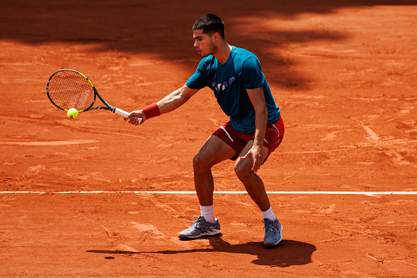 Alcaraz practicing ahead of the French Open (TPN/Getty Images)