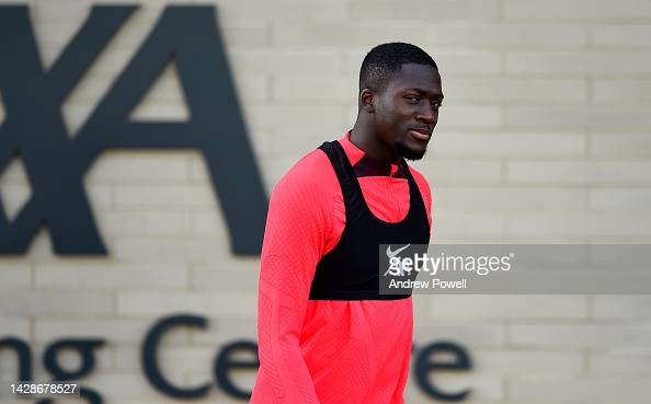 Ibrahima Konate in Liverpool training. Photo by Andrew Powell/GettyImages.