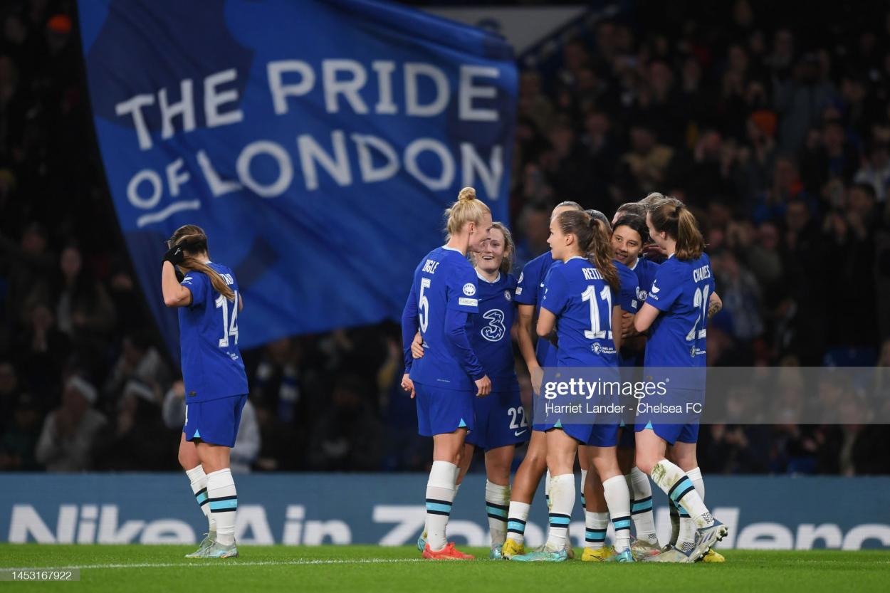 Chelsea FC playing at <strong><a  data-cke-saved-href='https://www.vavel.com/en/football/2023/03/10/premier-league/1140160-manchester-utd-vs-southampton-premier-league-preview-gameweek-27-2023.html' href='https://www.vavel.com/en/football/2023/03/10/premier-league/1140160-manchester-utd-vs-southampton-premier-league-preview-gameweek-27-2023.html'>Stamford Bridge</a></strong> in December. (Photo by Harriet Lander - Chelsea FC/Chelsea FC via Getty Images)