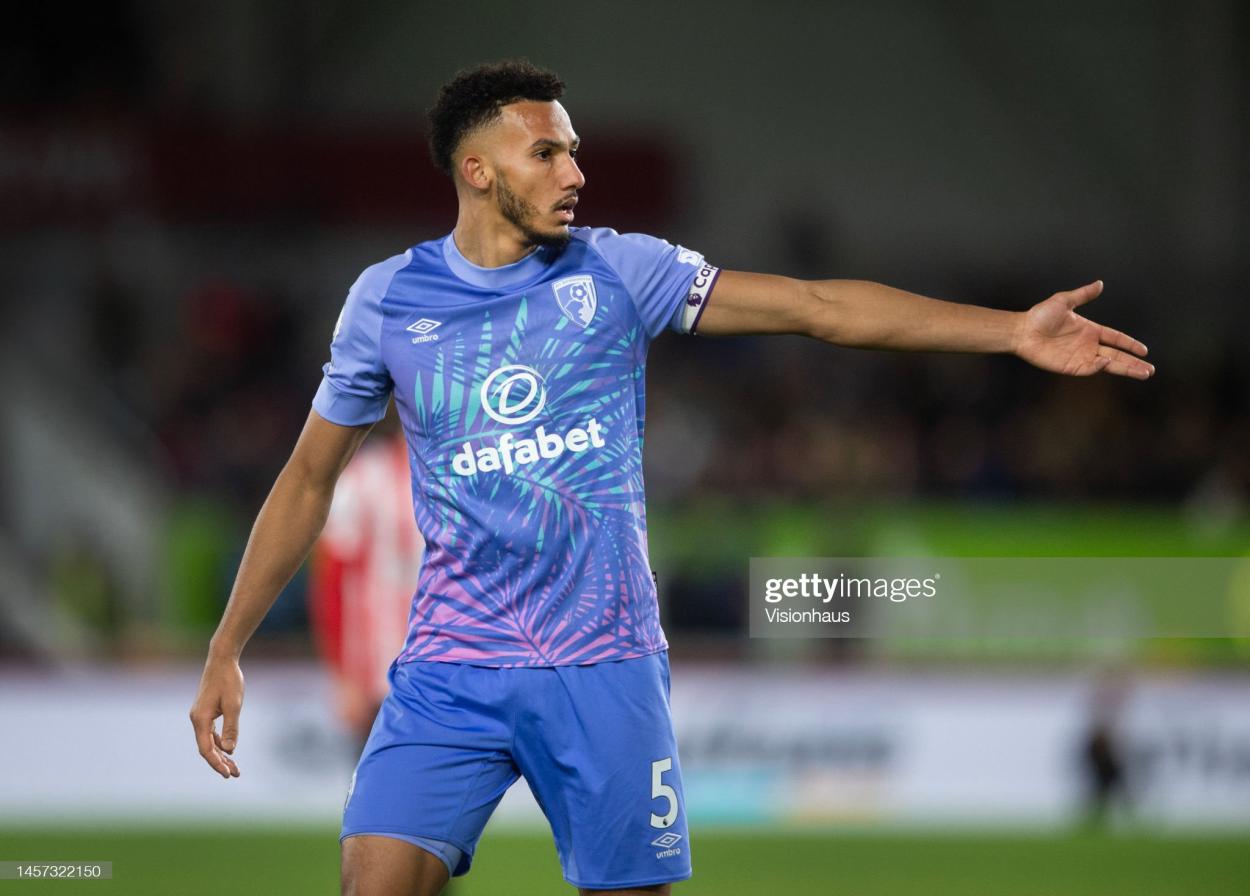 BRENTFORD, ENGLAND - JANUARY 14: Lloyd Kelly of Bournemouth during the Premier League match between Brentford FC and AFC Bournemouth at Brentford Community Stadium on January 14, 2023 in Brentford, England. (Photo by Visionhaus/Getty Images)