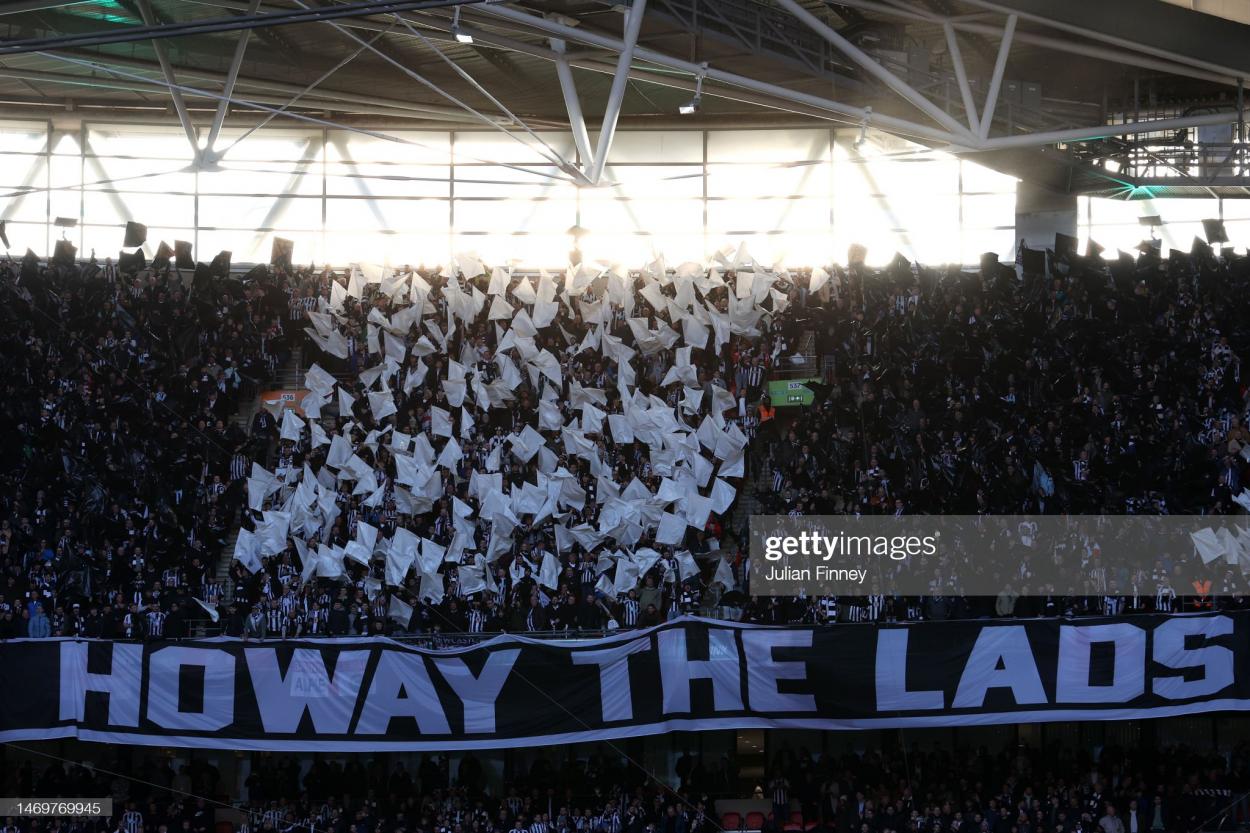 Newcastle fans during final at Wembley. (Photo by Julian Finney/Getty Images)