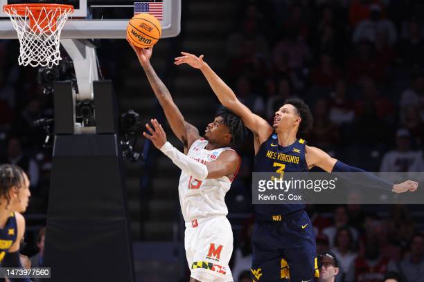 Maryland's Hakim Hart drives past <strong><a  data-cke-saved-href='https://www.vavel.com/en-us/tennis-usa/2015/06/22/504569-pete-sampras-and-andre-agassi-put-on-a-show-at-the-greenbrier-on-father-s-day.html' href='https://www.vavel.com/en-us/tennis-usa/2015/06/22/504569-pete-sampras-and-andre-agassi-put-on-a-show-at-the-greenbrier-on-father-s-day.html'>West Virginia</a></strong>'s Tre Mitchell during the team's first-round <strong><a  data-cke-saved-href='https://www.vavel.com/en-us/ncaa/2023/03/15/college-basketball/1140791-2023-ncaa-tournament-first-four-texas-am-corpus-christi-holds-off-southeast-missouri-state.html' href='https://www.vavel.com/en-us/ncaa/2023/03/15/college-basketball/1140791-2023-ncaa-tournament-first-four-texas-am-corpus-christi-holds-off-southeast-missouri-state.html'>NCAA Tournament</a></strong> gane/Photo: Kevin C. Cox/Getty Images
