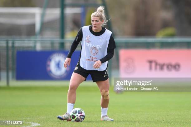 <strong><a  data-cke-saved-href='https://www.vavel.com/en/football/2023/03/25/womens-football/1141840-sarina-are-you-watching-millie-turner.html' href='https://www.vavel.com/en/football/2023/03/25/womens-football/1141840-sarina-are-you-watching-millie-turner.html'>Millie Bright</a></strong> of Chelsea in action during a Chelsea FC Women's Training Session at Chelsea Training Ground on March 21, 2023 in Cobham, England. (Photo by Harriet Lander - Chelsea FC/Chelsea FC via Getty Images)