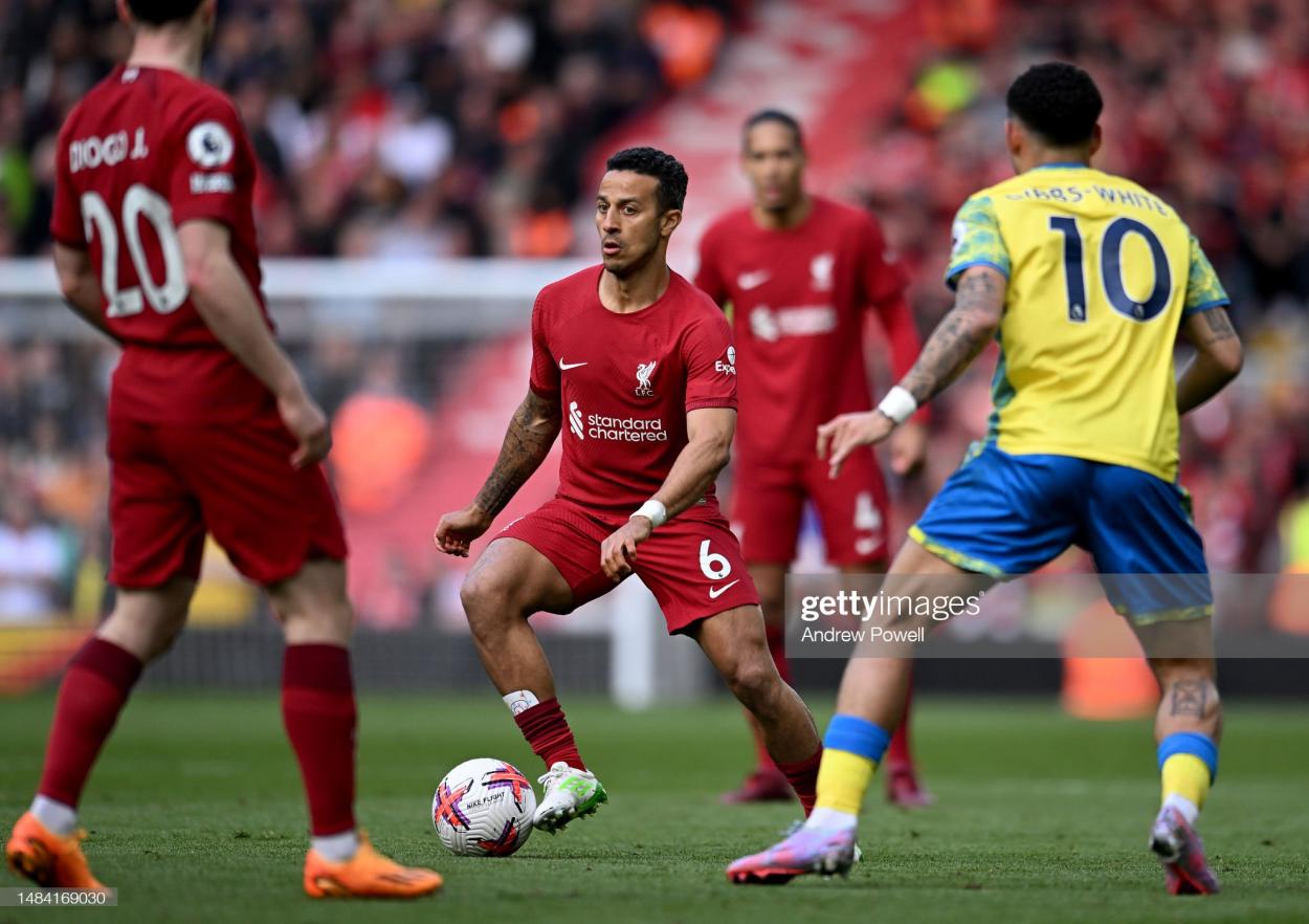 Thiago in action (Photo: Andrew Powell/Liverpool FC via GETTY Images)