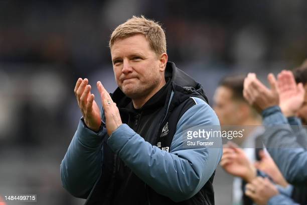 <strong><a  data-cke-saved-href='https://www.vavel.com/en/football/2023/05/14/premier-league/1146733-four-things-we-learnt-from-leeds-dramatic-draw-with-newcastle.html' href='https://www.vavel.com/en/football/2023/05/14/premier-league/1146733-four-things-we-learnt-from-leeds-dramatic-draw-with-newcastle.html'>Eddie Howe</a></strong> applauds the fans after the his side's victory against Tottenham (Photo by Stu Forster/Getty Images)